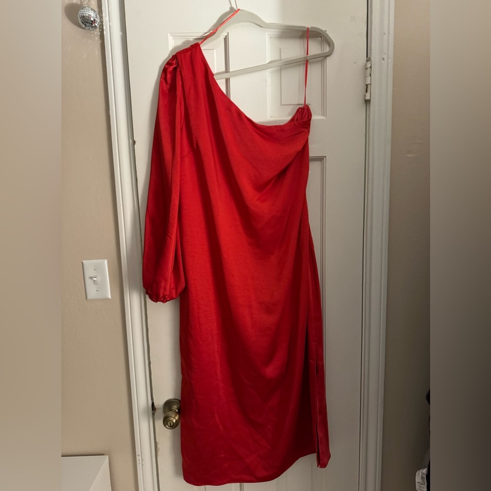 Silk red midi dress